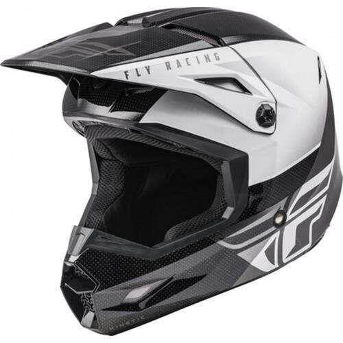 Шлем кроссовый FLY RACING KINETIC STRAIGHT EDGE черный/белый (2021)